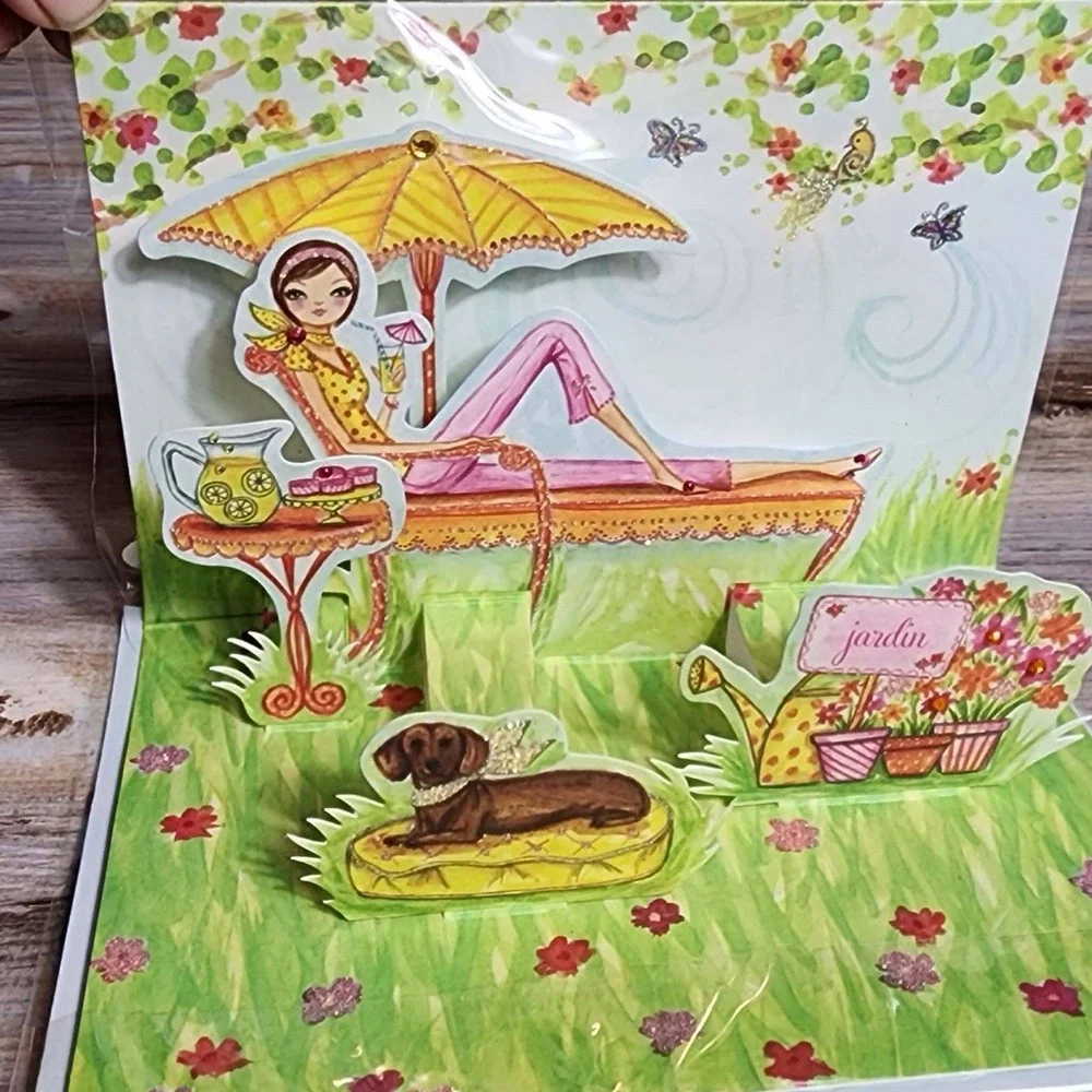 Papyrus Bella Pilar Happy Mother's Day Relax Datsun Glittery Beaded Card SEALED